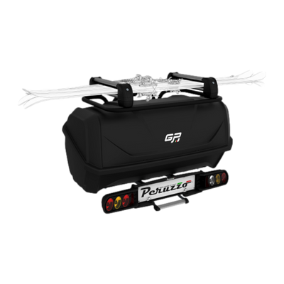 porte-skis et snowboards sur base de porte-vélos sur attelage Peruzzo Pure Instinct + Parma